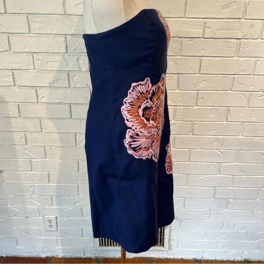 Lilly Pulitzer Navy Embroidered Bowen Floral Strapless Dress Women’s 8 - Picture 5 of 13